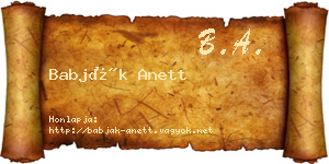 Babják Anett névjegykártya