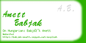 anett babjak business card